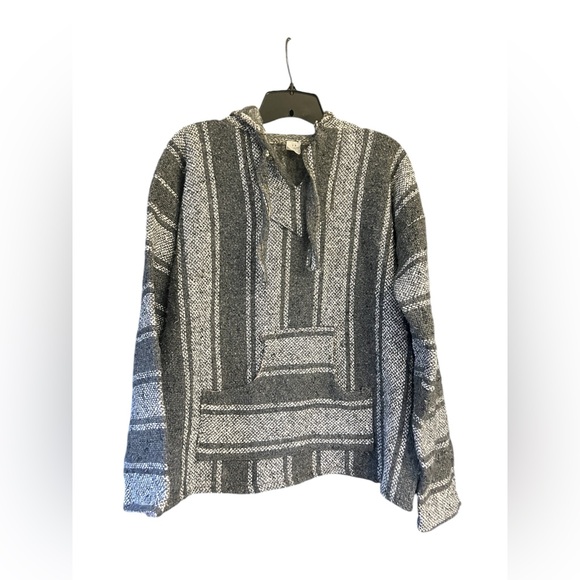 Unisex Handcrafted in Mexico Grey Size SMALL Hoodie Poncho Mexican  Rug - Picture 1 of 6